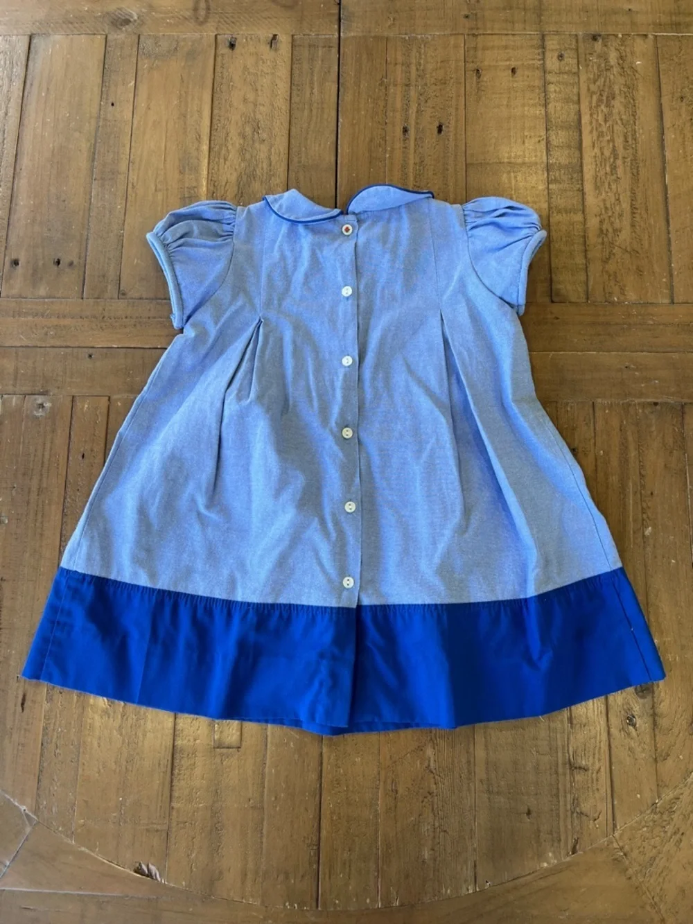 The proper peony chambray colorblock duck embroidered dress girls 3T